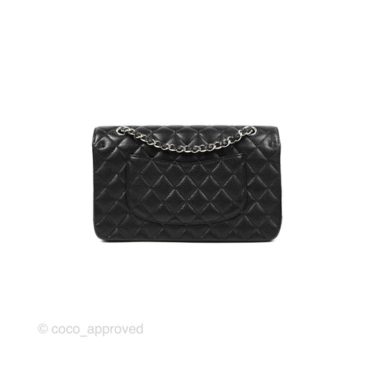 Chanel Classic M/L Medium Flap Quilted Black Caviar Silver Hardware