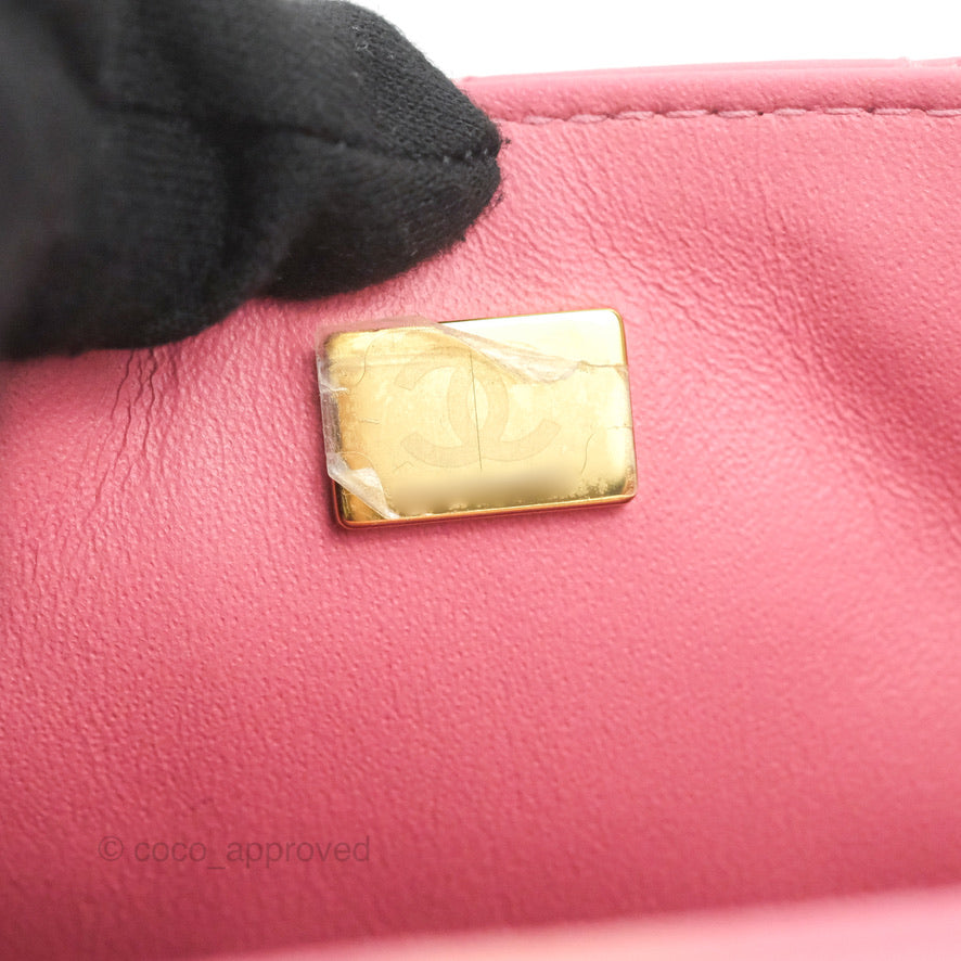 Chanel Mini Square Flap Pink Lambskin Gold Hardware