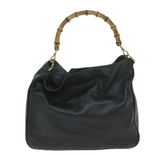 GUCCI Bamboo Shoulder Bag Leather 2way Black 001.1577 63452