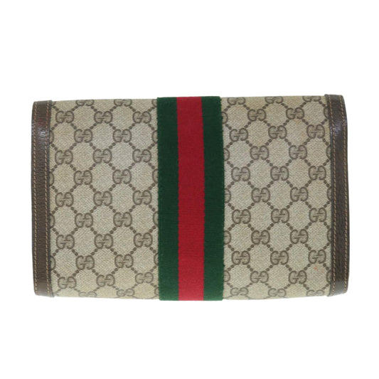 GUCCI Web Sherry Line GG Supreme Clutch Bag Beige Red 41 014 3087 25 63633