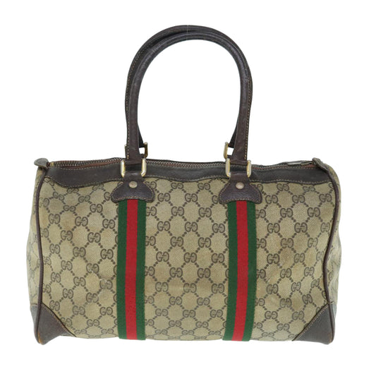 GUCCI GG Supreme Web Sherry Line Boston Bag Vintage Beige Red Green 63691