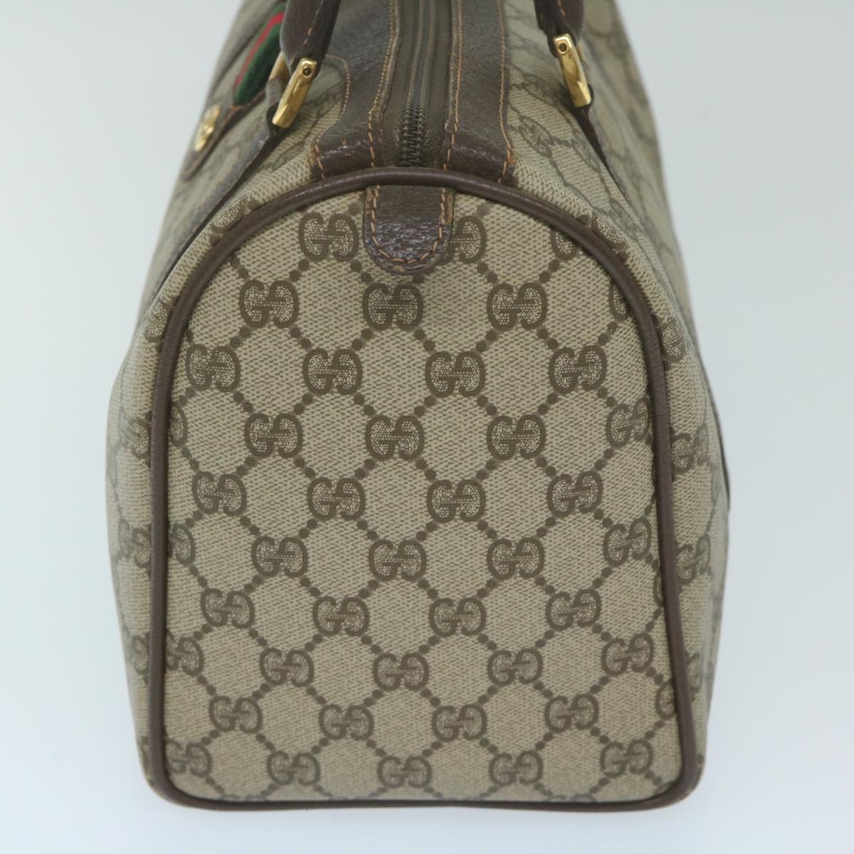 GUCCI GG Supreme Web Sherry Line Boston Bag Beige Red Green 63804