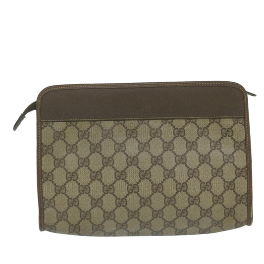 GUCCI GG Supreme Clutch Bag PVC Leather Beige 63836