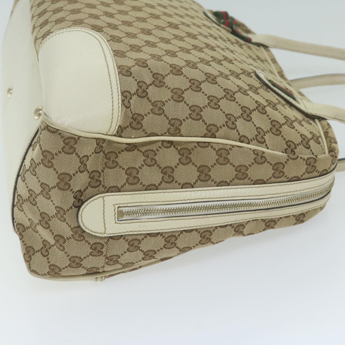 GUCCI GG Canvas Web Sherry Line Shoulder Bag Beige Red Green 162881 63895