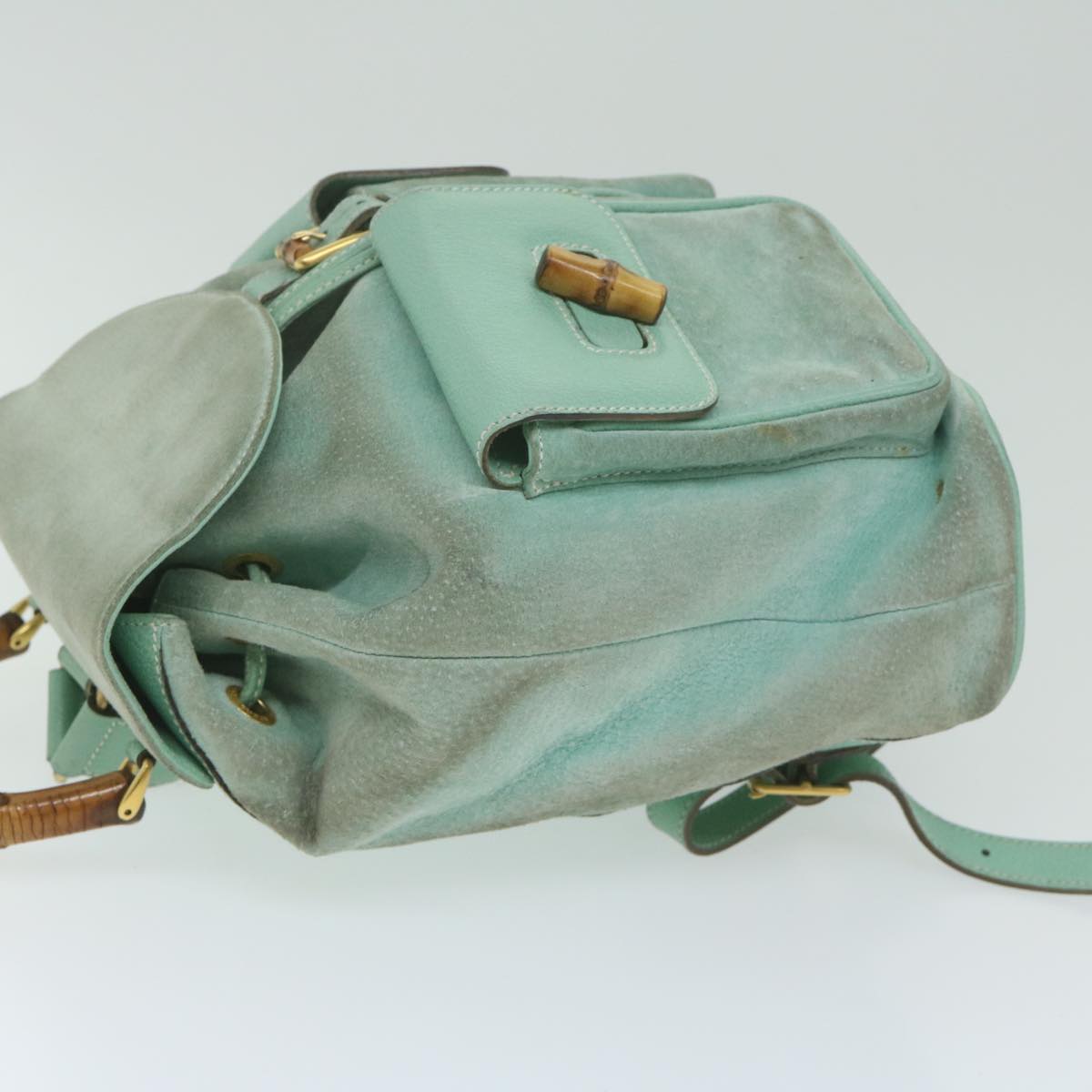 GUCCI Bamboo Backpack Suede Light Blue 63986