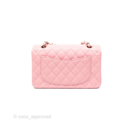 Chanel Small Classic Flap Quilted Sakura Pink Caviar Gold Hardware 22C