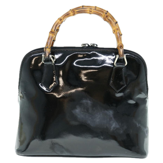 GUCCI Bamboo Hand Bag Patent leather 2way Black 000 3780 0290 64062
