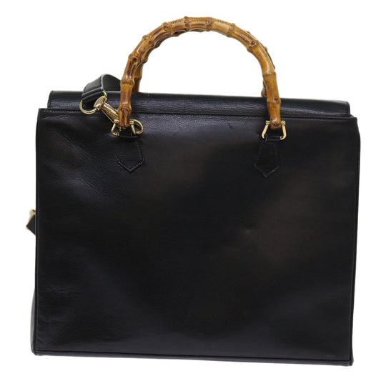 GUCCI Bamboo Hand Bag Leather 2way Black 002 2855 0322 0 64369