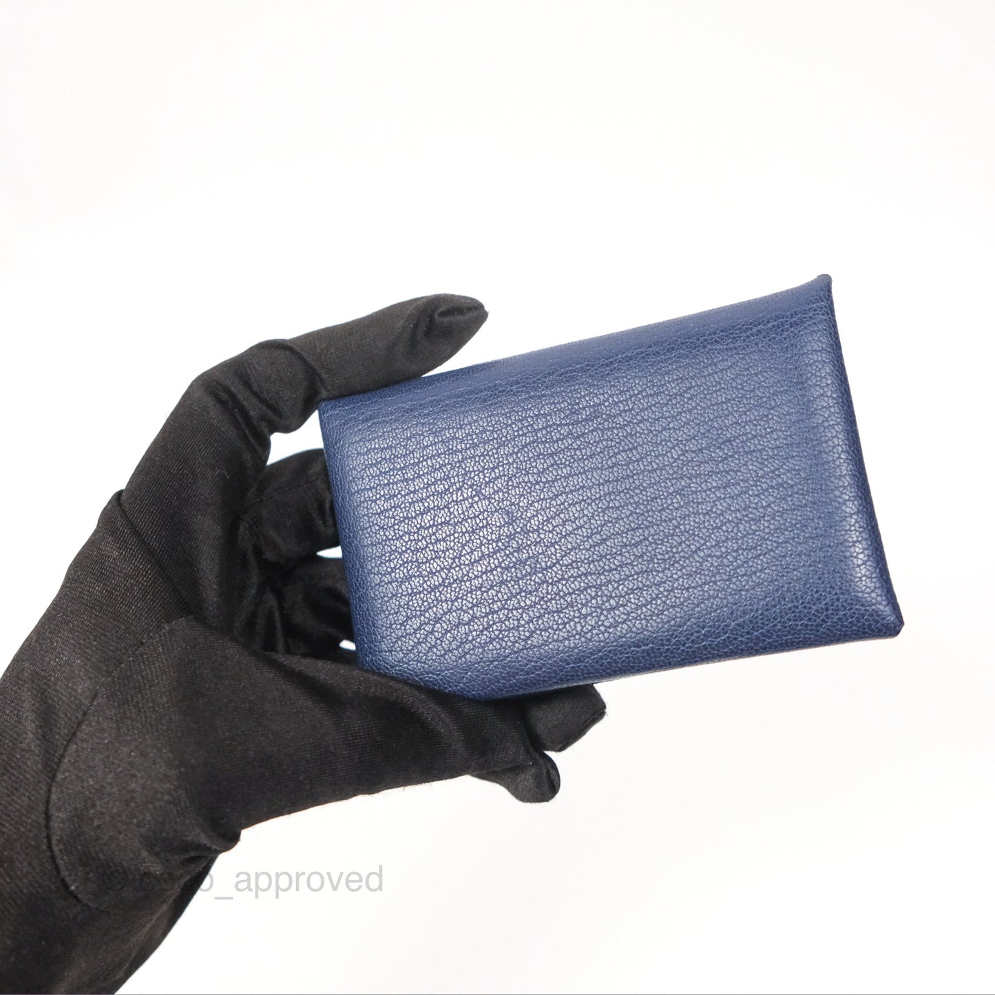 Hermès Calvi Card Holder Bleu Nuit 2Z Chevre Mysore