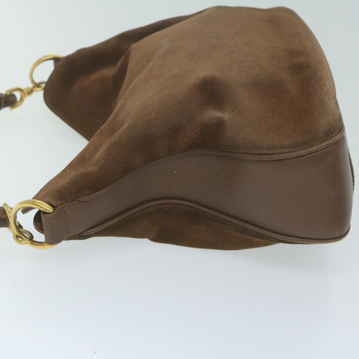 GUCCI Bamboo Shoulder Bag Suede 2way Brown 64867
