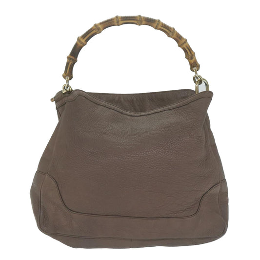 GUCCI Bamboo Shoulder Bag Leather 2way Brown 64870