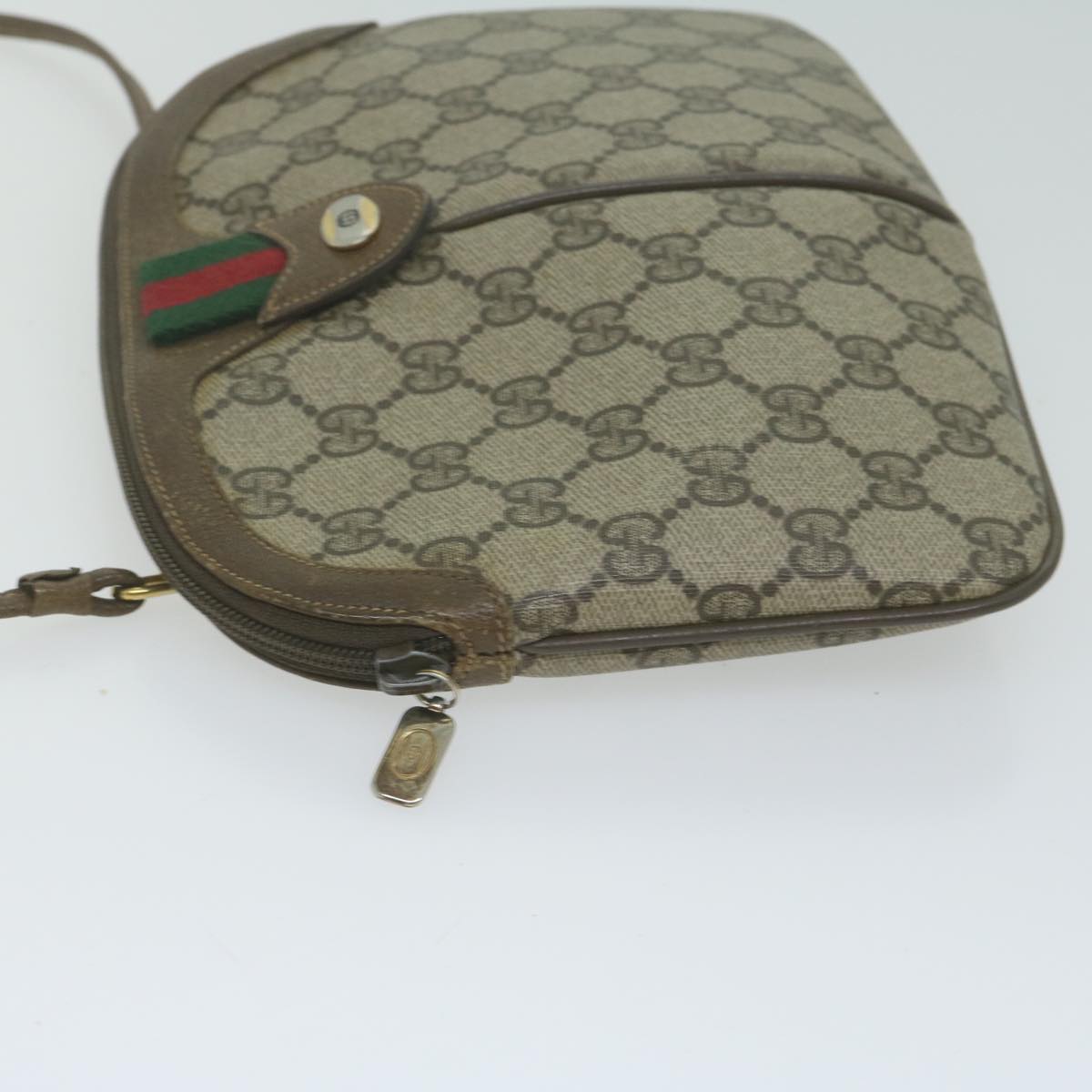 GUCCI GG Supreme Web Sherry Line Shoulder Bag PVC Beige Red Green 64931