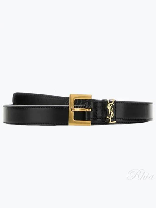 Luxury Saint Laurent Cassandre Thin Belt Black