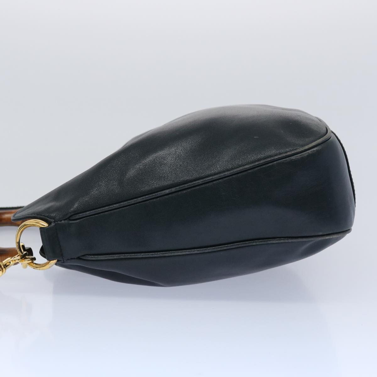 GUCCI Bamboo Hand Bag Leather 2way Black 001 2113 1638 65100