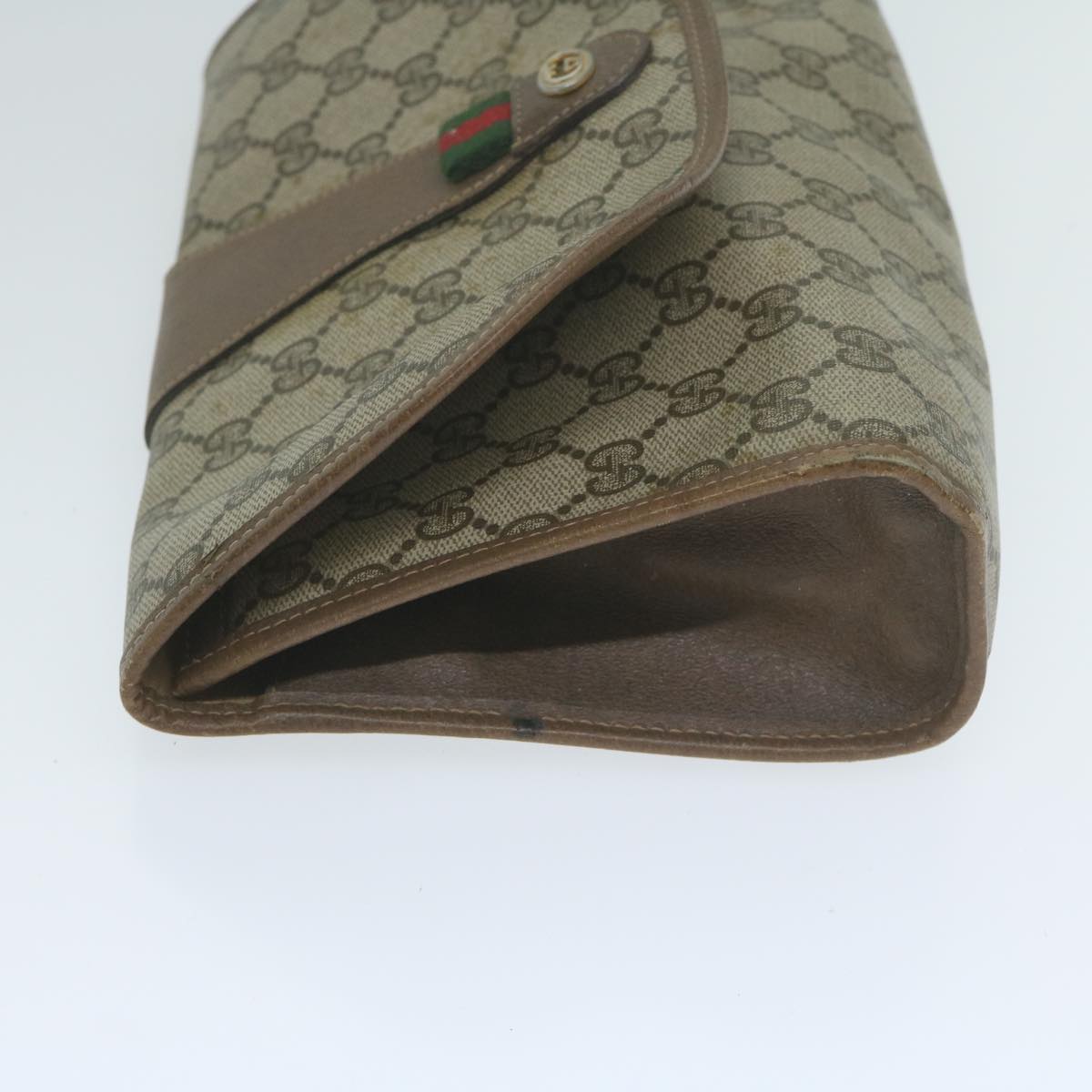 GUCCI GG Supreme Web Sherry Line Clutch Bag PVC Beige 89 01 030 65174