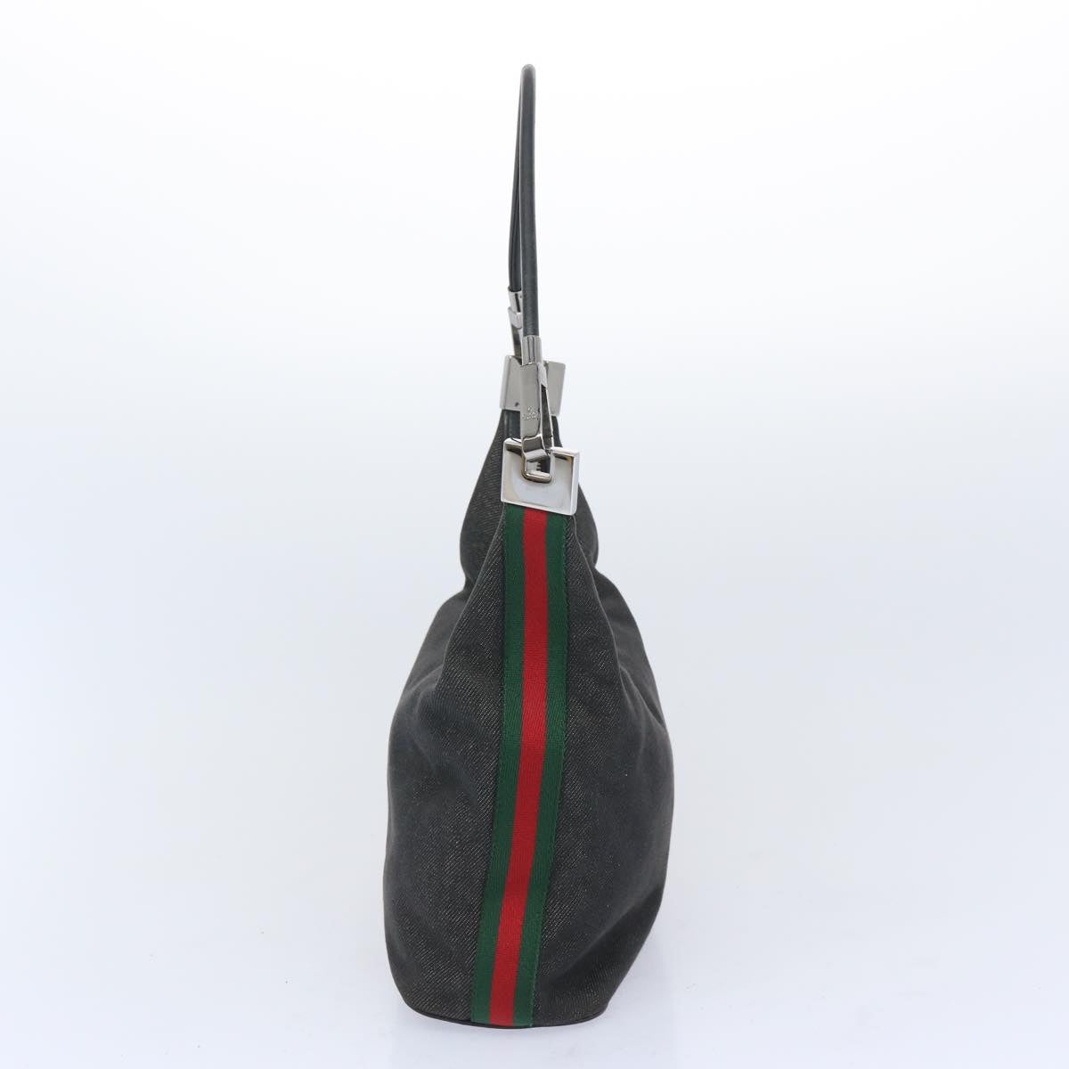 GUCCI Web Sherry Line Shoulder Bag Canvas Black Red Green 01234 65291