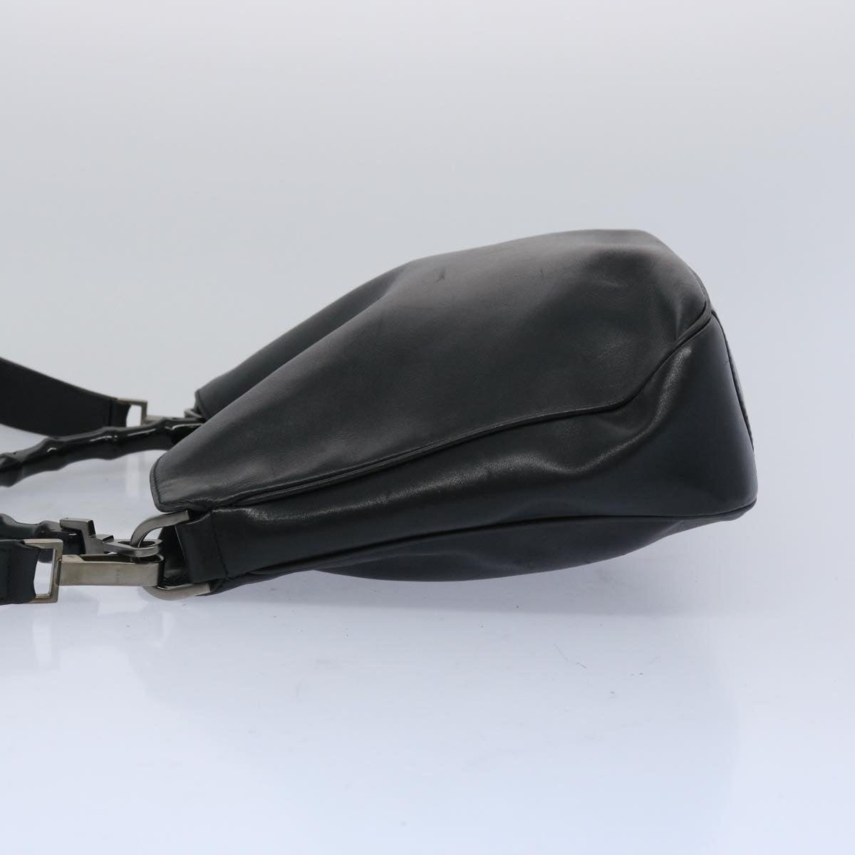 GUCCI Bamboo Hand Bag Leather 2way Black 001 1638 65305