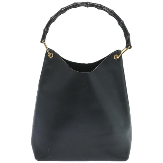 GUCCI Bamboo Shoulder Bag Leather Black 65387