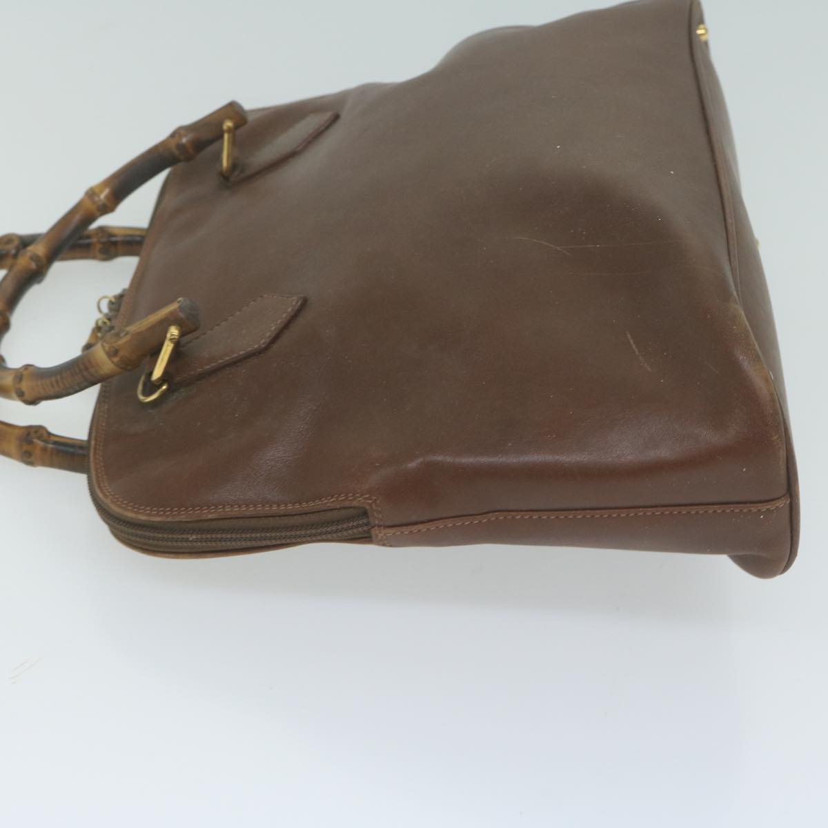 GUCCI Bamboo Hand Bag Leather 2way Brown 65430