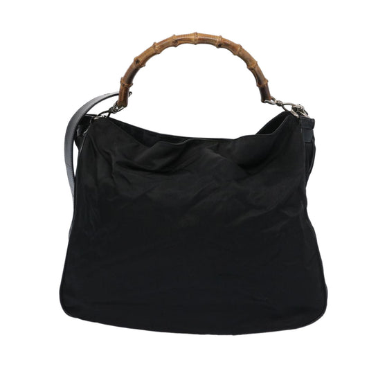 GUCCI Bamboo Shoulder Bag Nylon 2way Black 001 1705 1577 65440