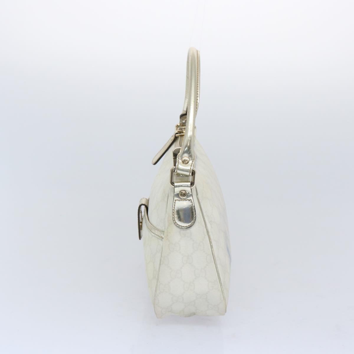 GUCCI GG Supreme Hand Bag PVC Leather White 190258 65708