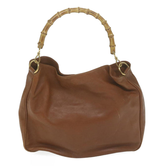 GUCCI Bamboo Shoulder Bag Leather 2way Brown 001 3754 1577 65718