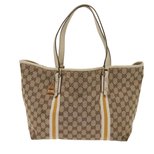 GUCCI GG Canvas Sherry Line Tote Bag Beige White 139260 65787
