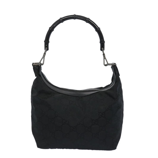 GUCCI Bamboo GG Canvas Shoulder Bag Nylon Black 000 0531 65797