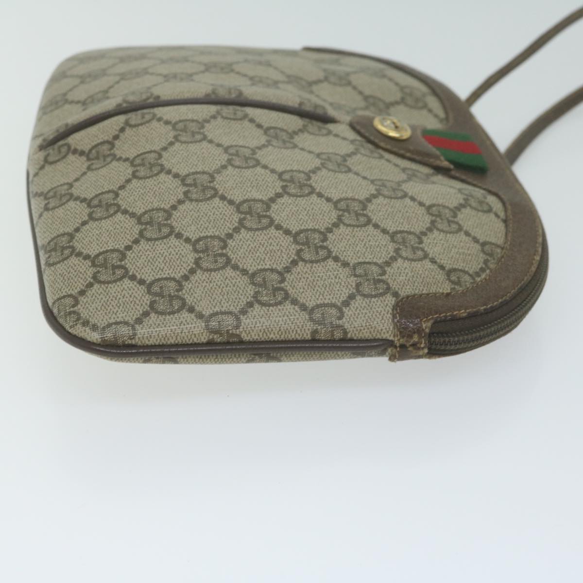 GUCCI GG Supreme Web Sherry Line Shoulder Bag PVC Beige 904 02 047 65903
