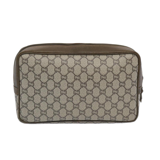 GUCCI GG Plus Supreme Clutch Bag PVC Leather Beige 65941