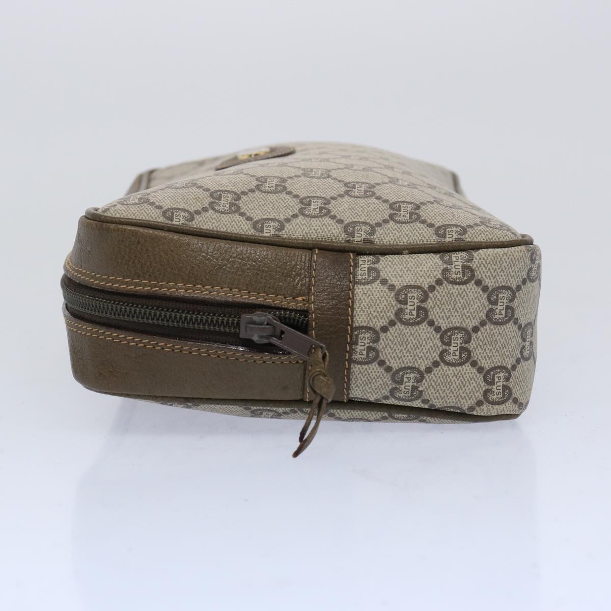 GUCCI GG Plus Supreme Clutch Bag PVC Leather Beige 65941
