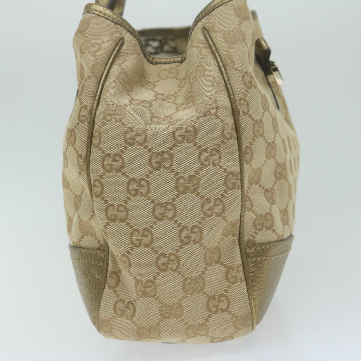 GUCCI GG Canvas Shoulder Bag Gold Tone Beige 163805 65944