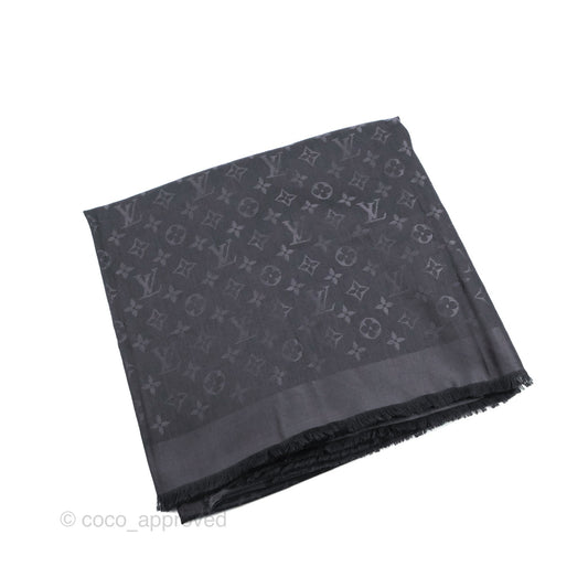 Louis Vuitton Silk Wool Monogram Shawl Anthracite