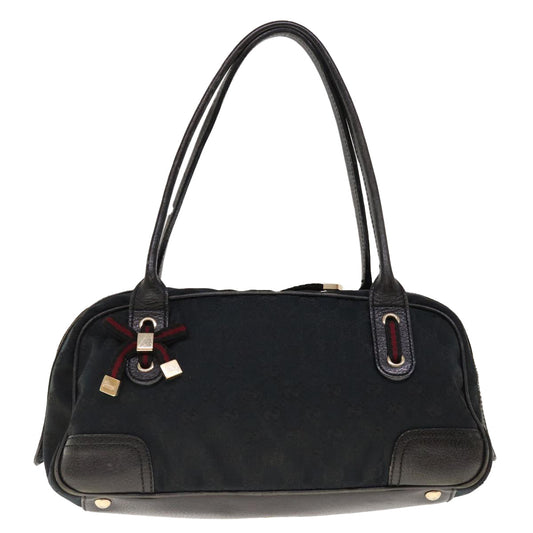 GUCCI Sherry Line GG Canvas Shoulder Bag Black Red 161720 66063