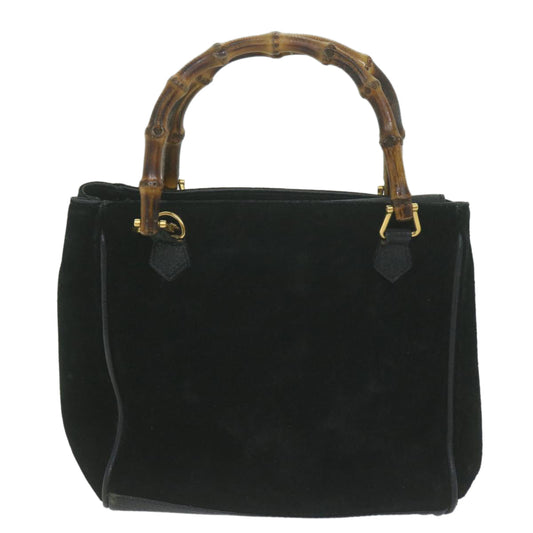 GUCCI Bamboo Hand Bag Suede Black 66064