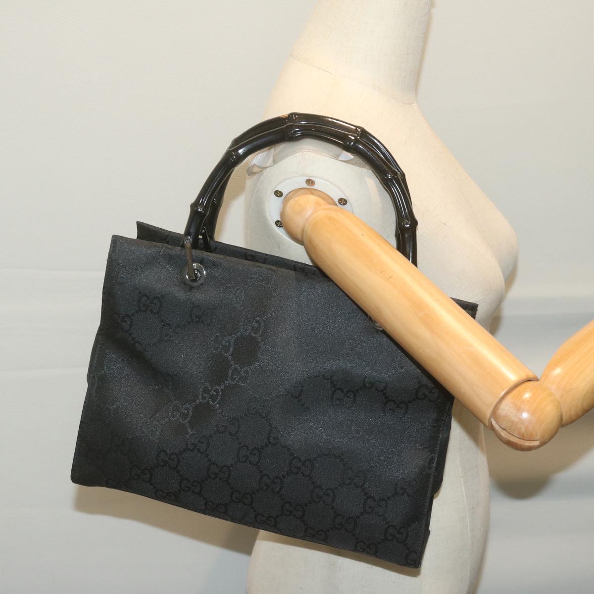 GUCCI Bamboo GG Canvas Hand Bag Black 002 1016 66078