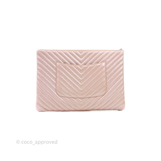 Chanel Large O Case Chevron Rose Gold 17B