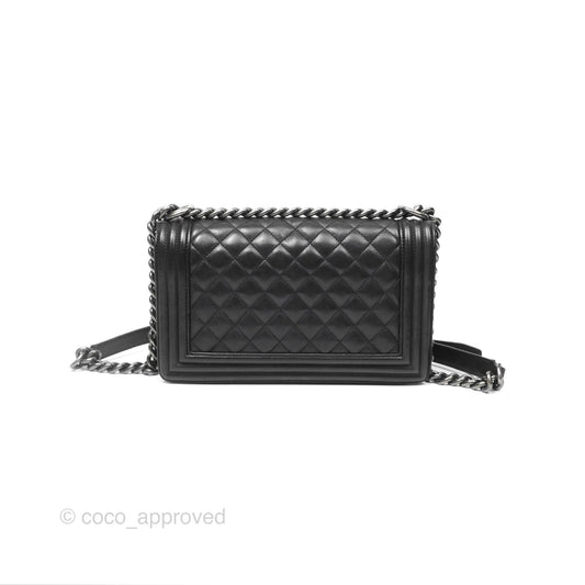 Chanel Medium Boy Quilted Black Calfskin Ruthenium Hardware