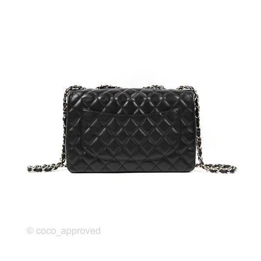 Chanel Jumbo Single Flap Quilted Black Caviar Silver Hardware