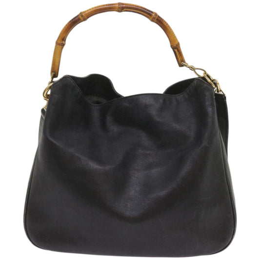 GUCCI Bamboo Shoulder Bag Leather 2way Black 001 2404 1577 66618