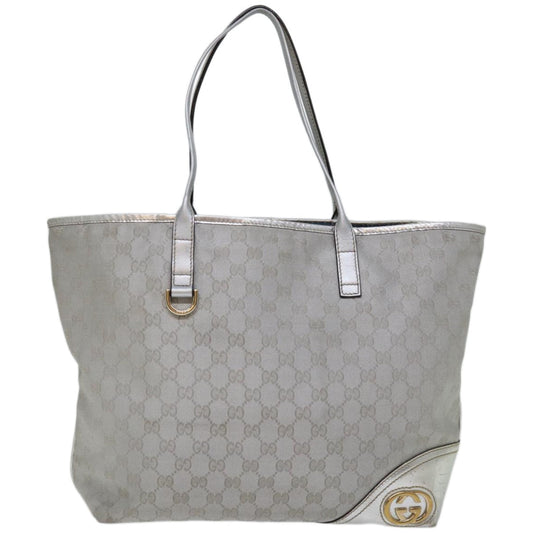 GUCCI GG Canvas Tote Bag Silver 169945 66727
