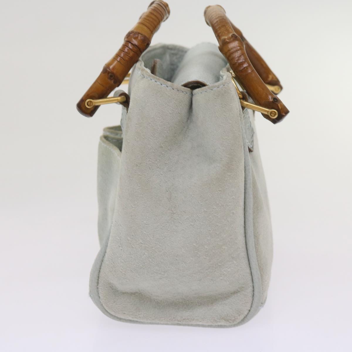 GUCCI Bamboo Hand Bag Suede 2way Light Blue 007 1793 0238 66736