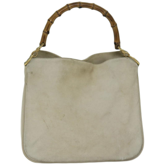 GUCCI Bamboo Shoulder Bag Suede Cream 001 2113 1638 66800