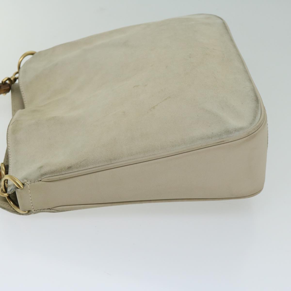 GUCCI Bamboo Shoulder Bag Suede Cream 001 2113 1638 66800