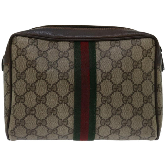 GUCCI GG Supreme Web Sherry Line Clutch Bag Beige Red Green 89 01 012 66851