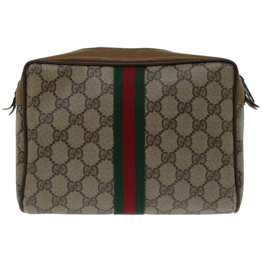 GUCCI GG Supreme Web Sherry Line Clutch Bag Beige Red Green 89 01 012 66852