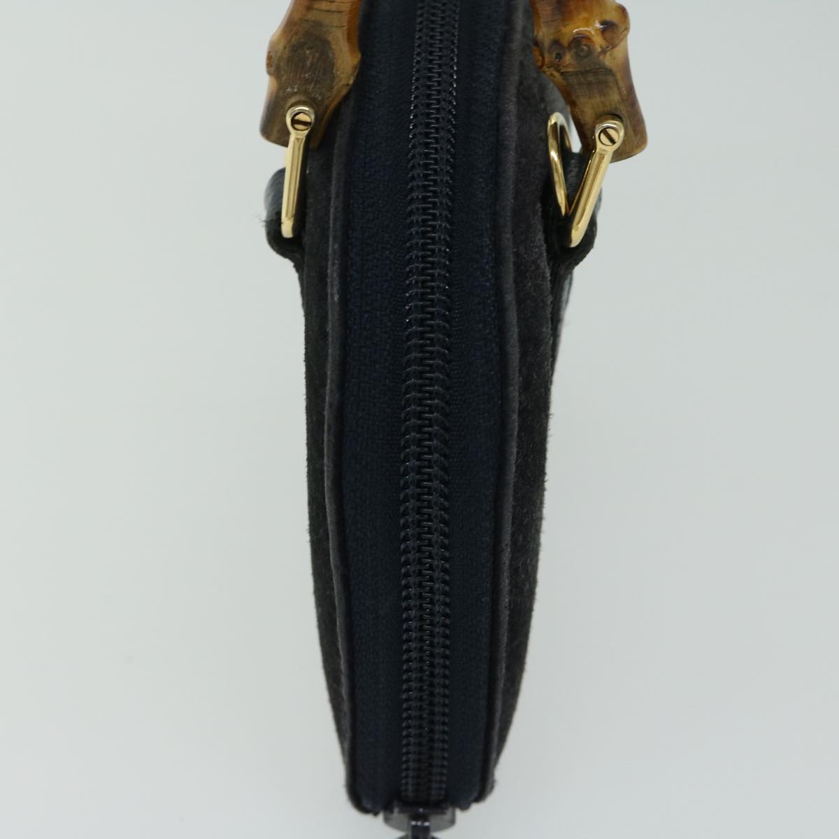 GUCCI Bamboo Shoulder Wallet Suede 2way Navy 039 1705 0701 67137
