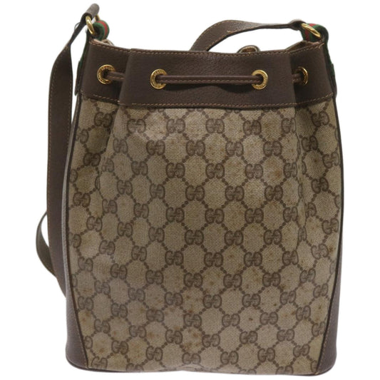 GUCCI GG Supreme Web Sherry Line Shoulder Bag PVC Beige 164 02 034 67288