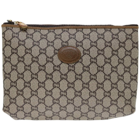 GUCCI GG Plus Supreme Clutch Bag PVC Beige 67588