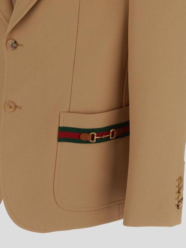 Luxury Gucci Trending 2025 Fluid Drill Formal Web Suit Jacket Beige